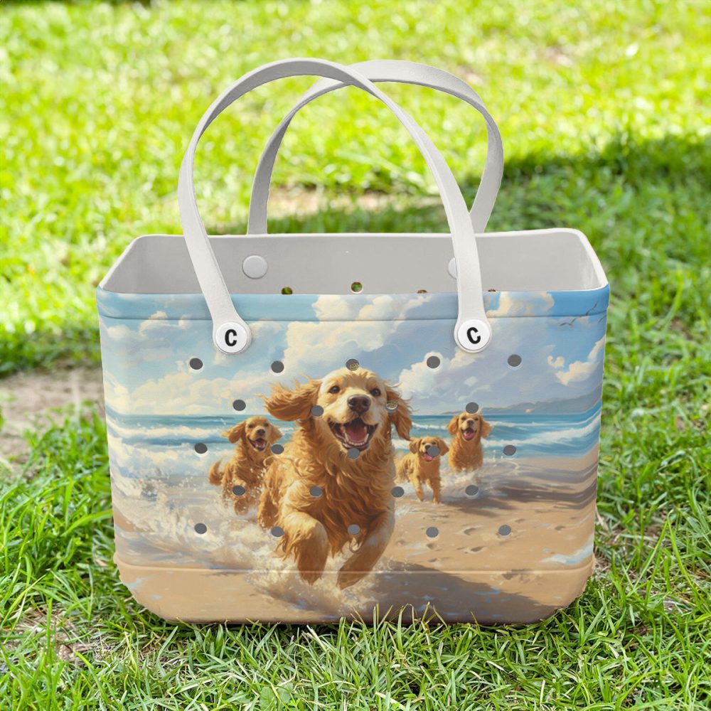 Bucket Tote Bag, Limited Edition Bogg Bag, Beach Bag Golden Waves - Image 2
