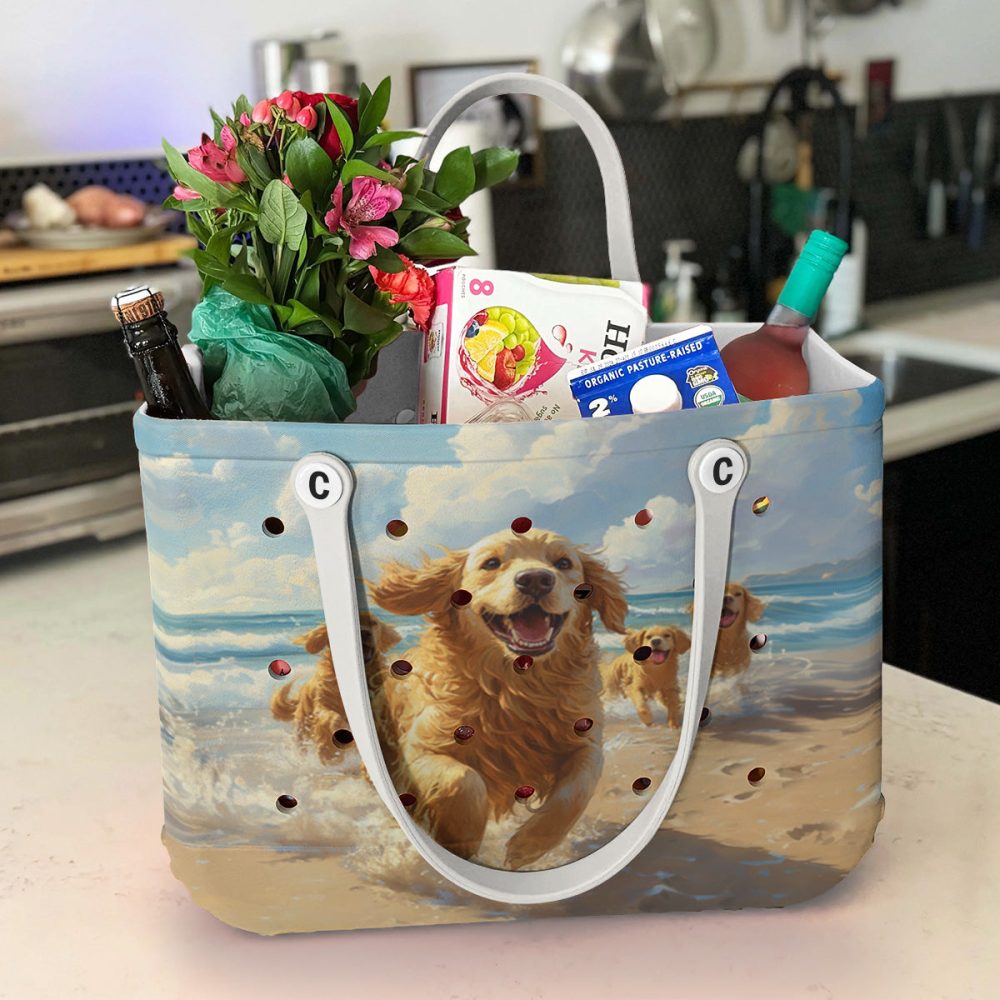 Bucket Tote Bag, Limited Edition Bogg Bag, Beach Bag Golden Waves - Image 4