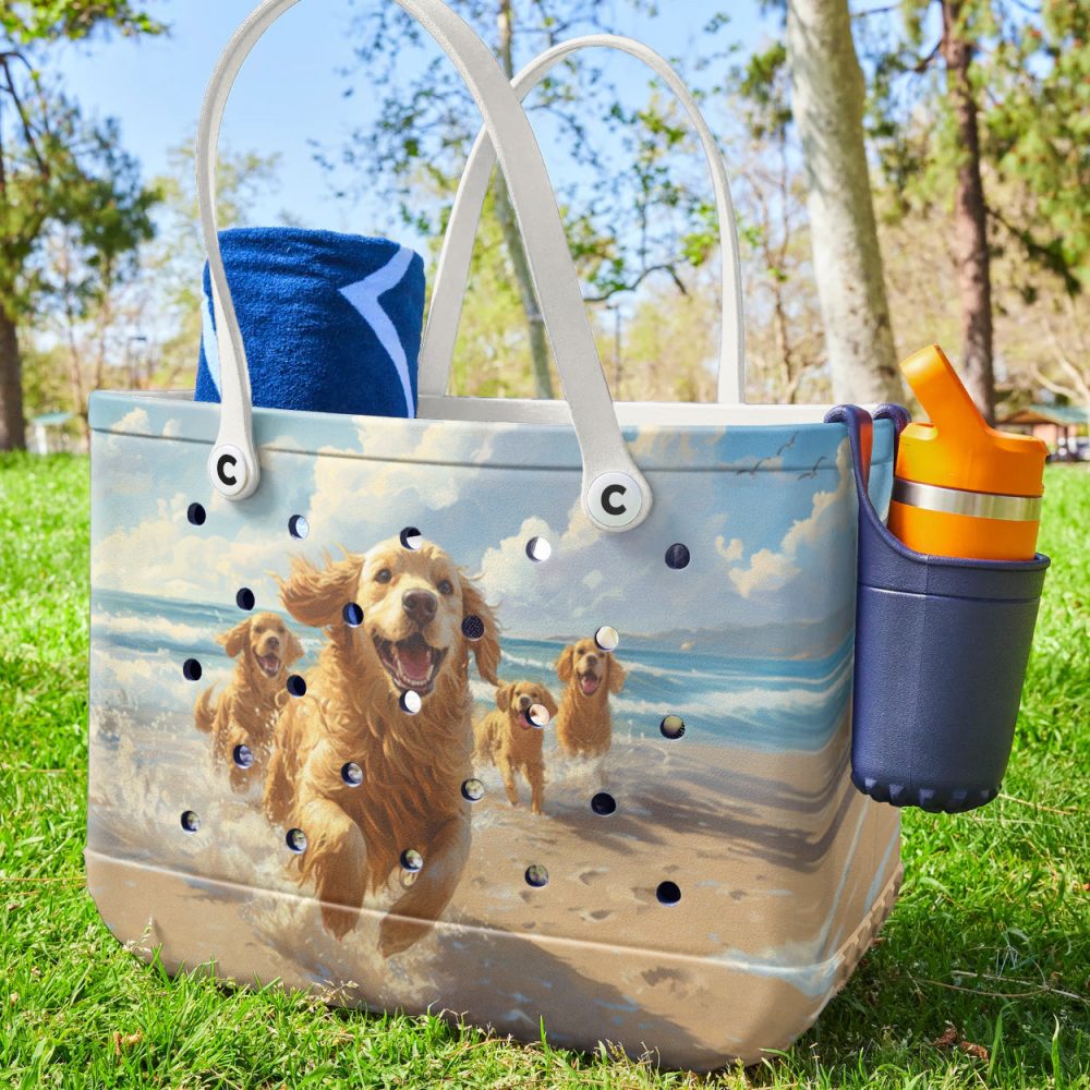 Bucket Tote Bag, Limited Edition Bogg Bag, Beach Bag Golden Waves - Image 5