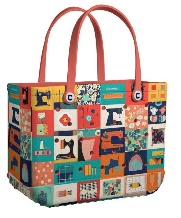 Bucket Tote Bag, Limited Edition Bogg Bag, Beach Bag Sew Mosaic