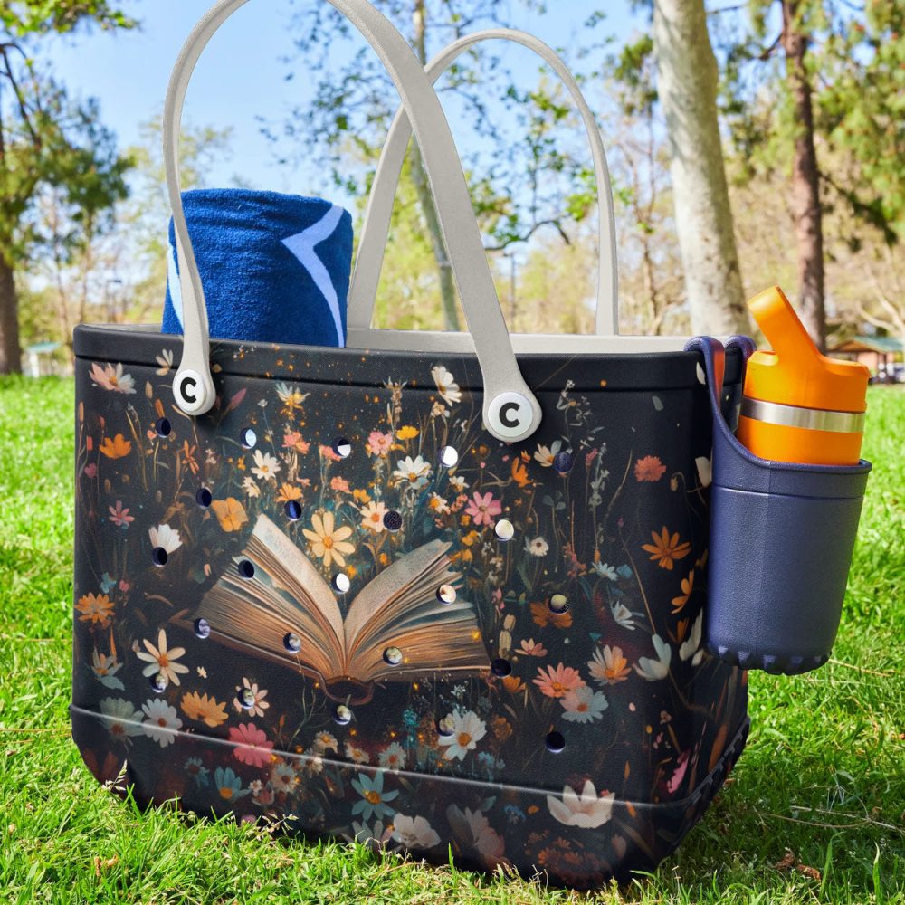 Bucket Tote Bag, Limited Edition Bogg Bag, Beach Bag Whimsical Reads - Image 5