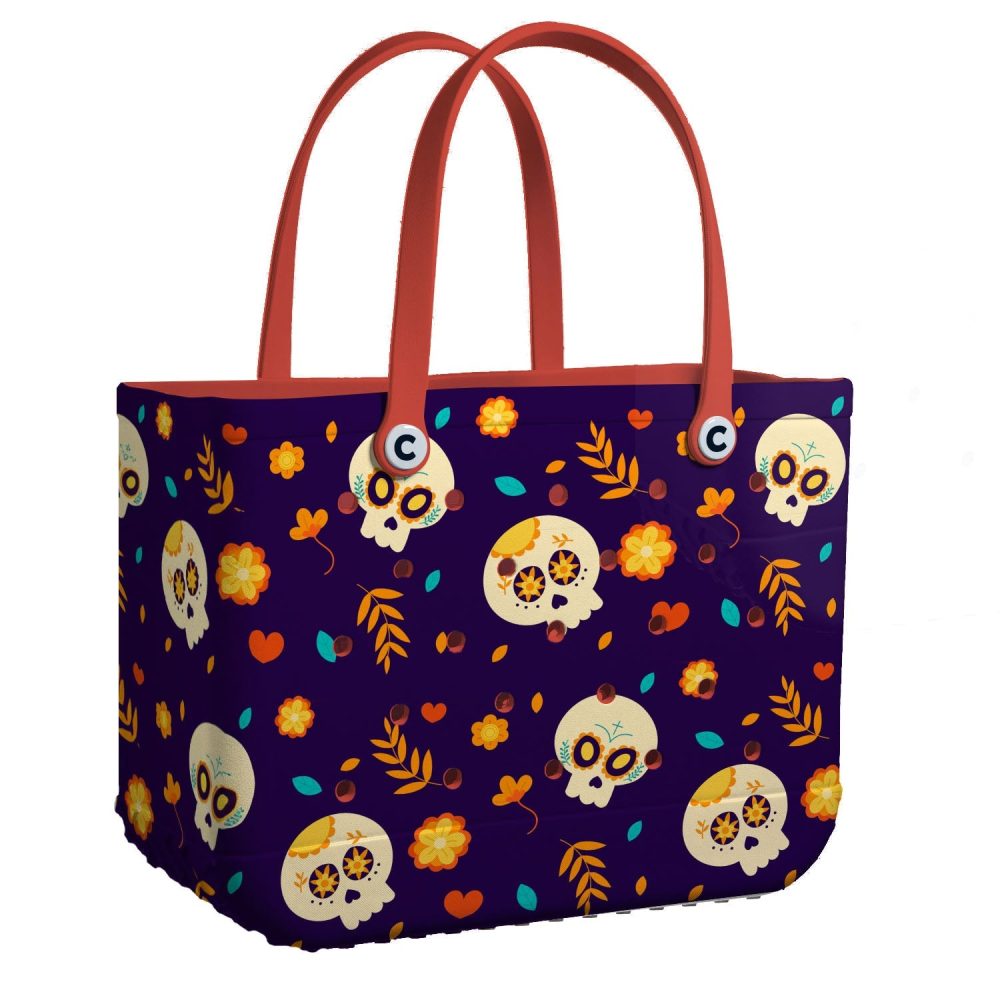 Bucket Tote Bag, Limited Edition Bogg Bag, Beach Bag Spooky Floral