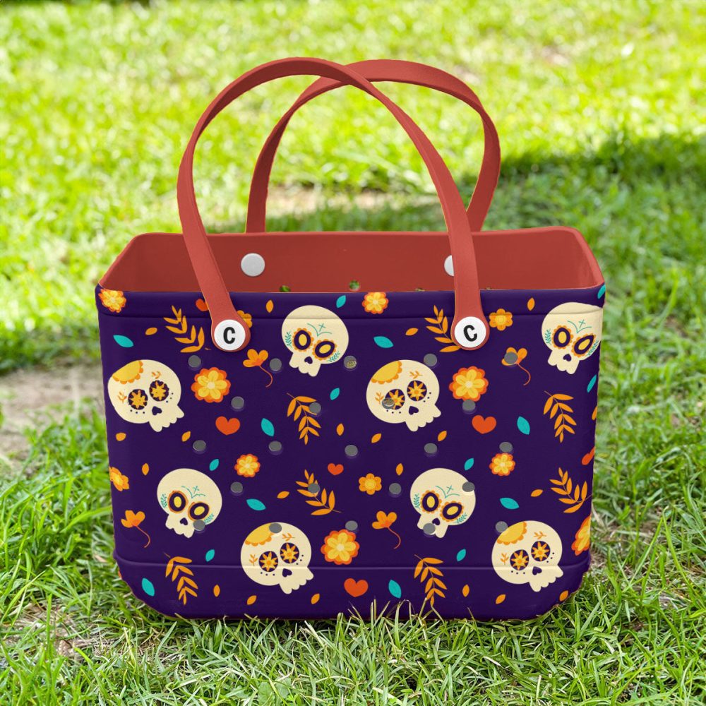 Bucket Tote Bag, Limited Edition Bogg Bag, Beach Bag Spooky Floral - Image 3