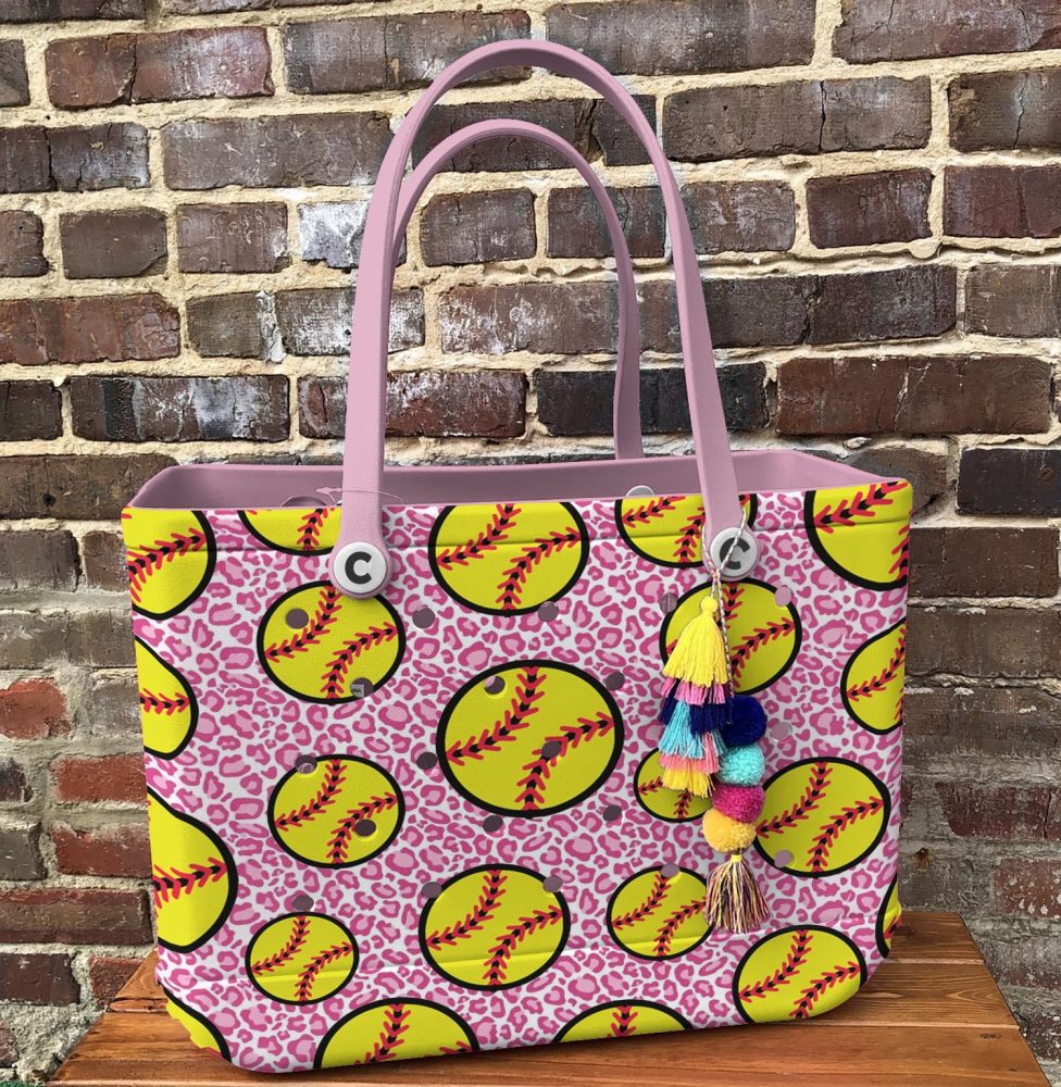Stylish Pink Leopard Softball Tote Bag – Perfect For Sports & Travel - Image 3