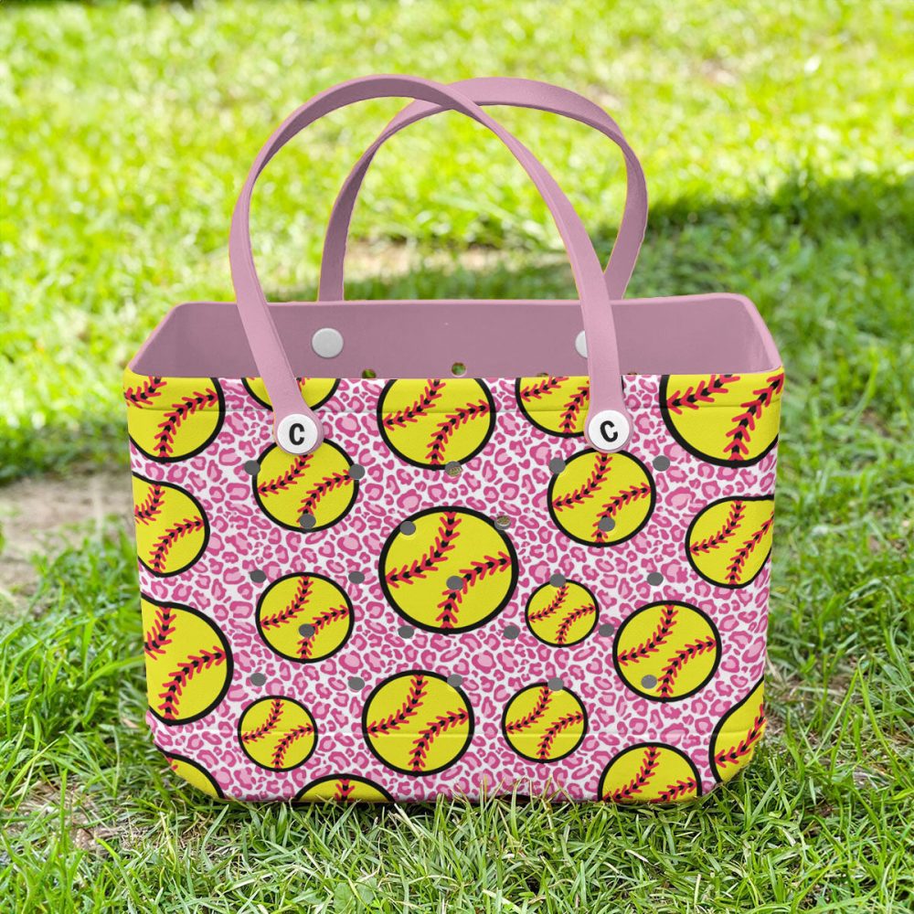 Stylish Pink Leopard Softball Tote Bag – Perfect For Sports & Travel - Image 2