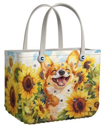 Bucket Tote Bag, Limited Edition Bogg Bag, Beach Bag Sunny Pup Delight