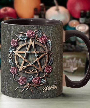 Mystical Witch Ancient Roses - Personalized Witch Accent Mug