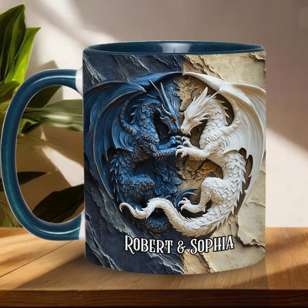 Couple Dragon - Personalized Dragon Accent Mug