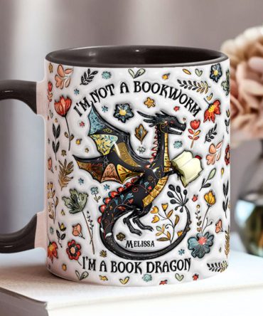 I'M Not A Book Worm I'M A Book Dragon - Personalized Book Accent Mug