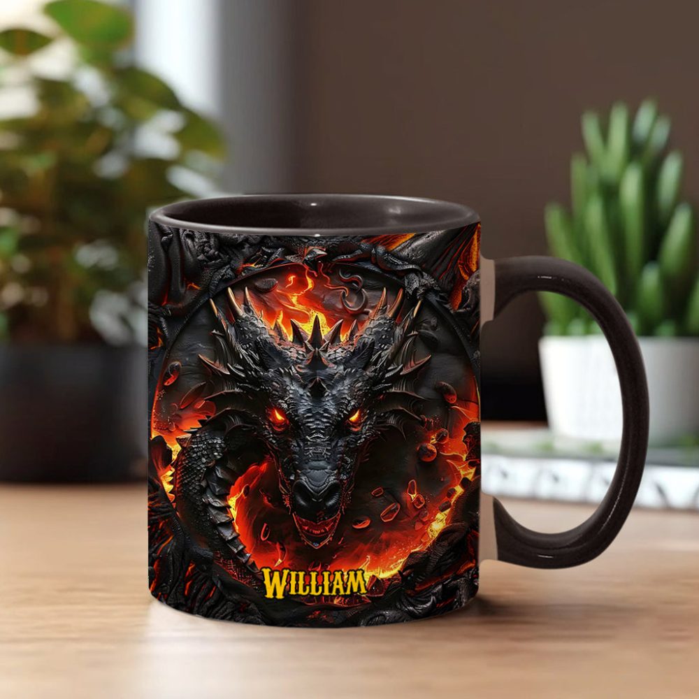Red Fire Dragon - Personalized Dragon Accent Mug - Image 2