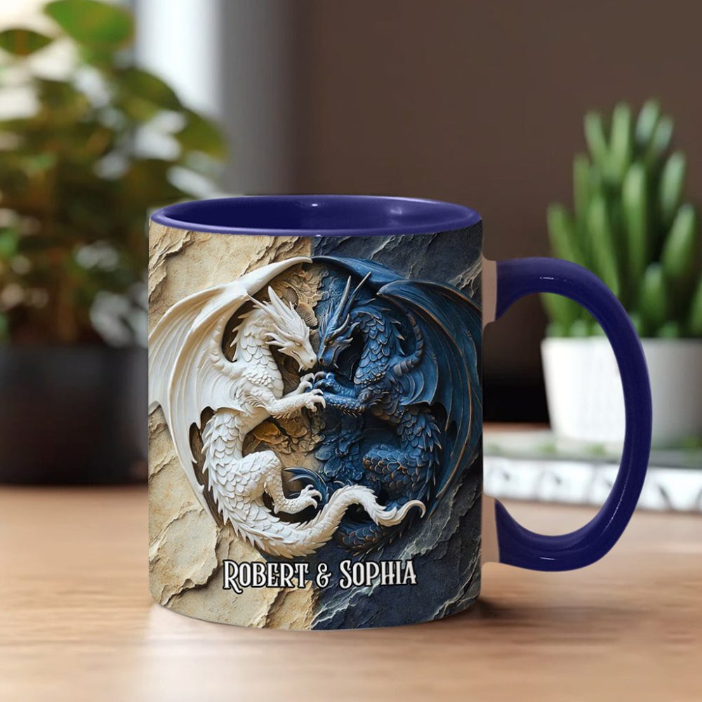 Couple Dragon - Personalized Dragon Accent Mug - Image 2