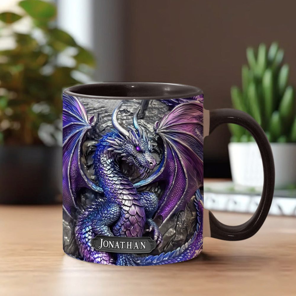 Purple Dragon - Personalized Dragon Accent Mug - Image 2