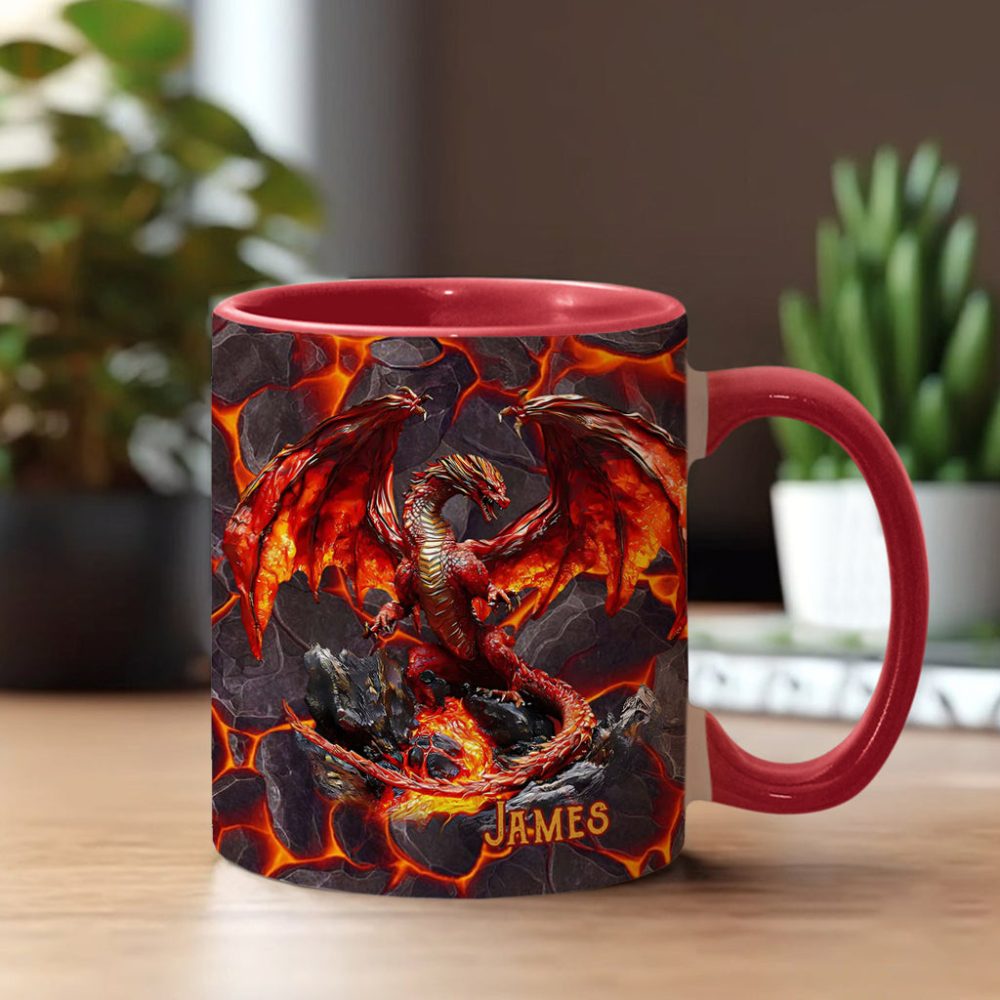 Fire Dragon - Personalized Dragon Accent Mug - Image 2