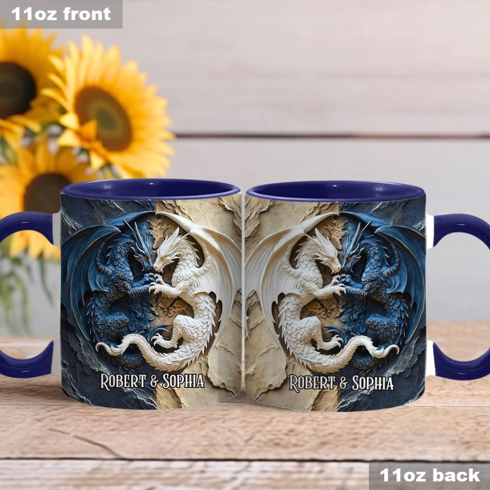 Couple Dragon - Personalized Dragon Accent Mug - Image 3