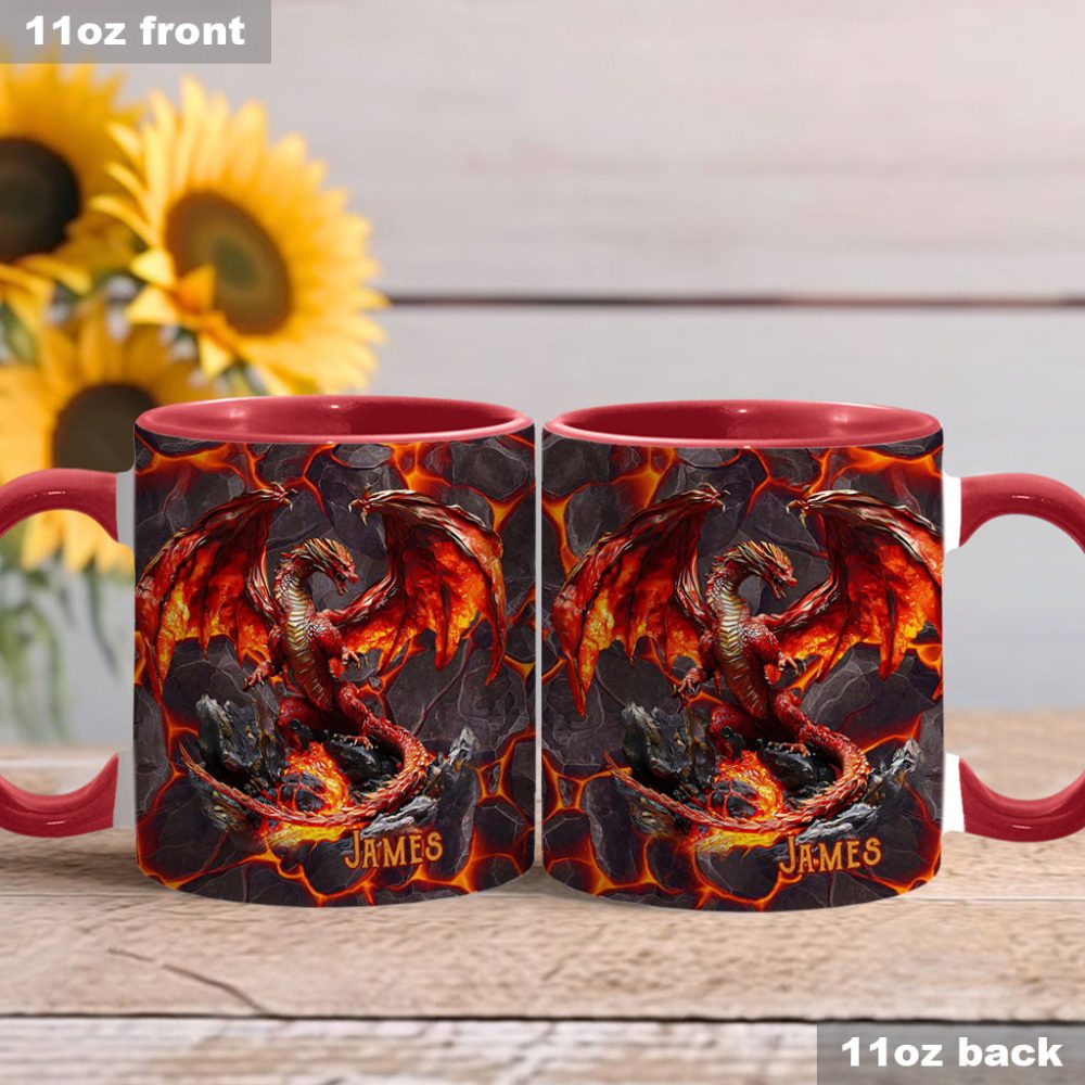 Fire Dragon - Personalized Dragon Accent Mug - Image 3