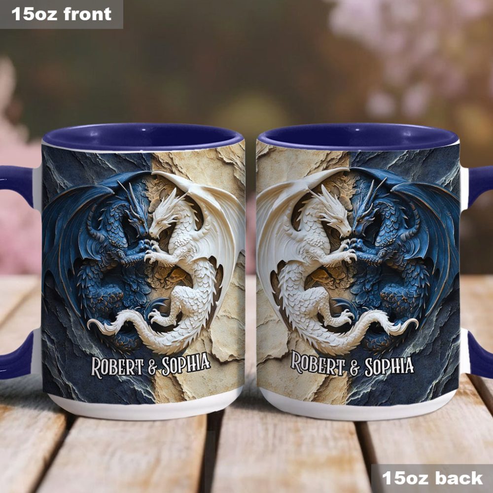 Couple Dragon - Personalized Dragon Accent Mug - Image 4