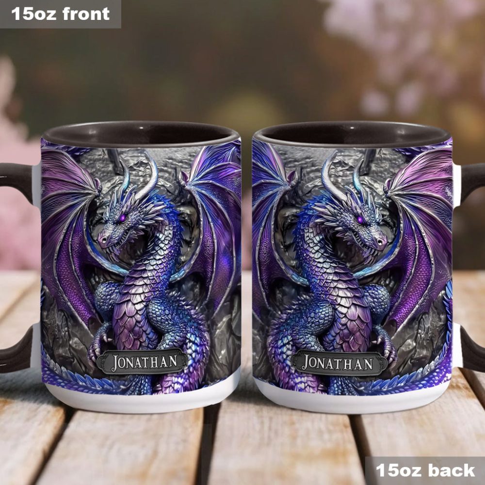 Purple Dragon - Personalized Dragon Accent Mug - Image 4