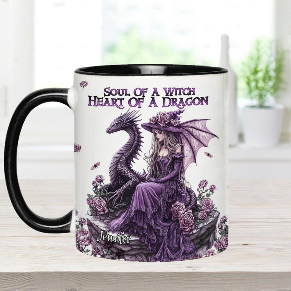 Soul Of A Witch Heart Of A Dragon - Personalized Dragon Accent Mug - Image 6