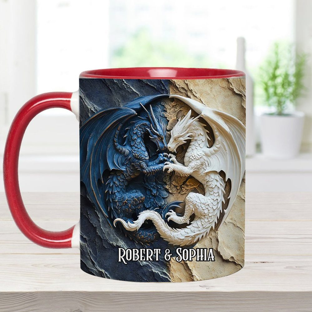 Couple Dragon - Personalized Dragon Accent Mug - Image 7