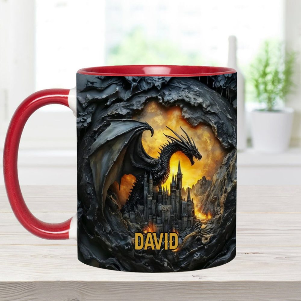 Dragons With Castle - Personalized Dragon Accent Mug - Image 7