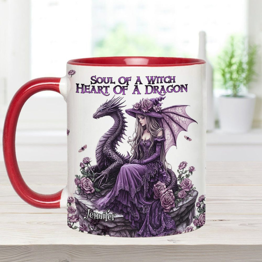 Soul Of A Witch Heart Of A Dragon - Personalized Dragon Accent Mug - Image 7