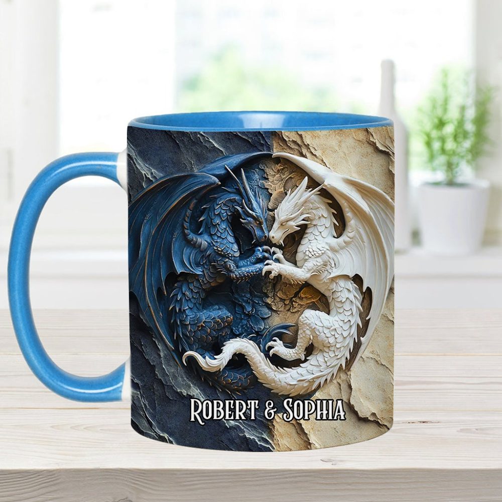 Couple Dragon - Personalized Dragon Accent Mug - Image 9
