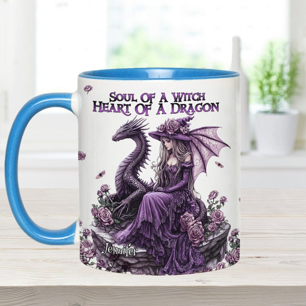 Soul Of A Witch Heart Of A Dragon - Personalized Dragon Accent Mug - Image 9