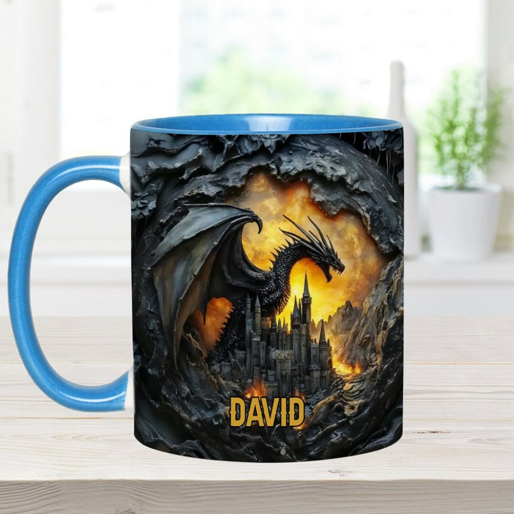 Dragons With Castle - Personalized Dragon Accent Mug - Image 9