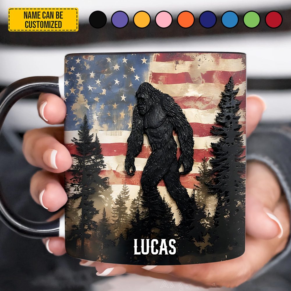 Patriotic Bigfoot - Personalized Bigfoot Accent Mug - Image 2