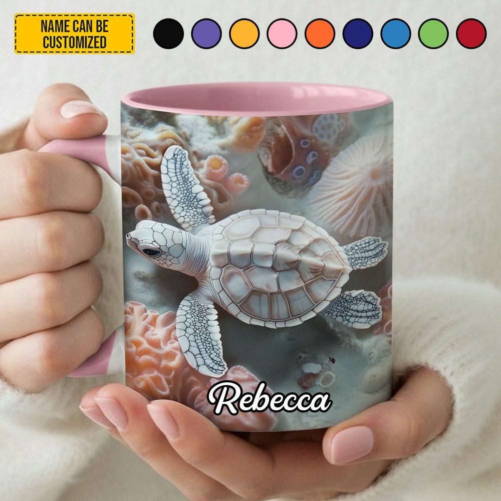 Ocean & Turtle - Personalized Turtle Accent Mug - Image 2