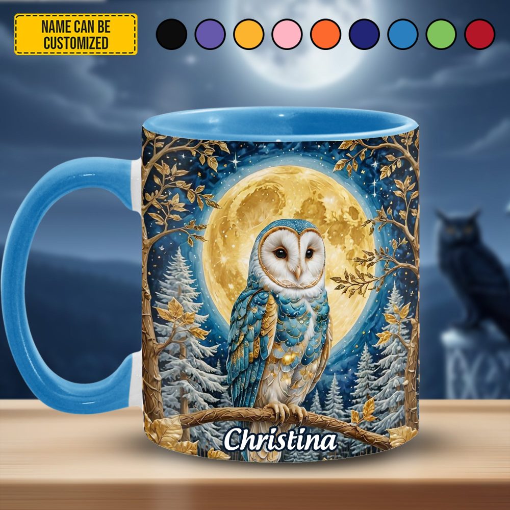 Owl Night Moon - Personalized Owl Accent Mug