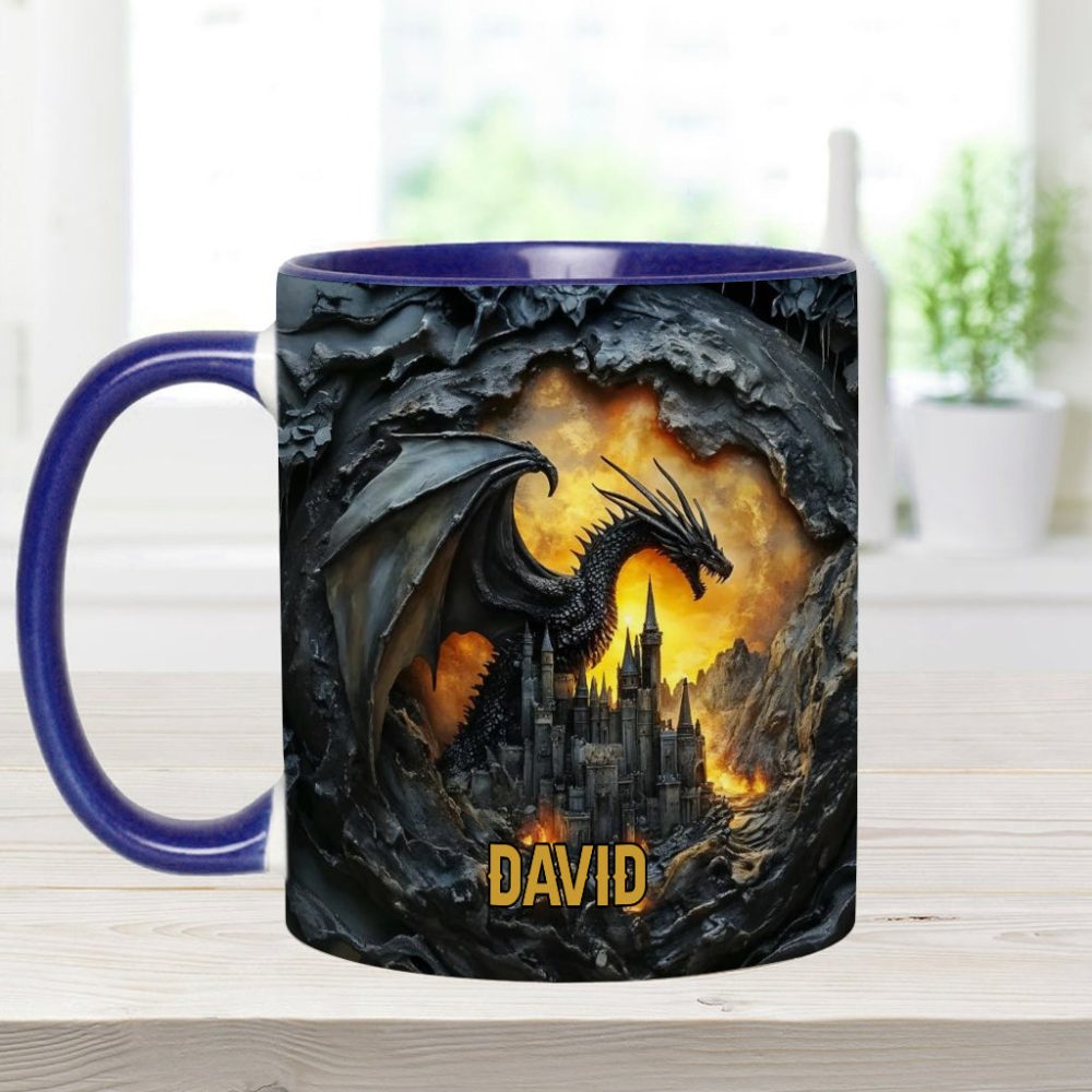 Dragons With Castle - Personalized Dragon Accent Mug - Image 10