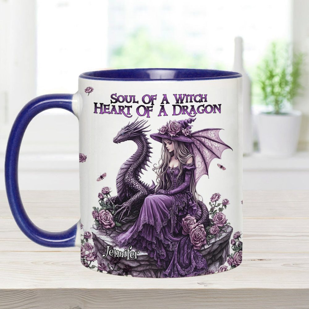 Soul Of A Witch Heart Of A Dragon - Personalized Dragon Accent Mug - Image 10
