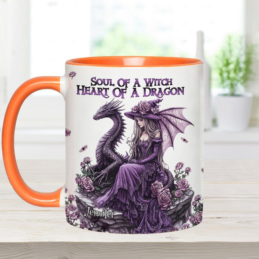 Soul Of A Witch Heart Of A Dragon - Personalized Dragon Accent Mug - Image 11
