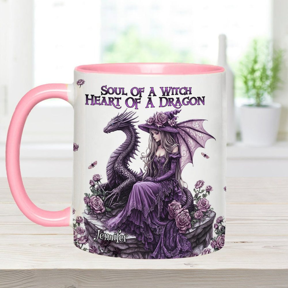 Soul Of A Witch Heart Of A Dragon - Personalized Dragon Accent Mug - Image 12