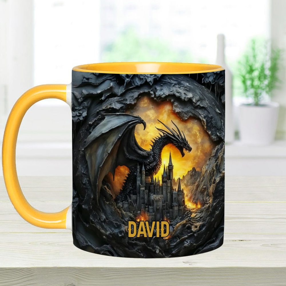 Dragons With Castle - Personalized Dragon Accent Mug - Image 13