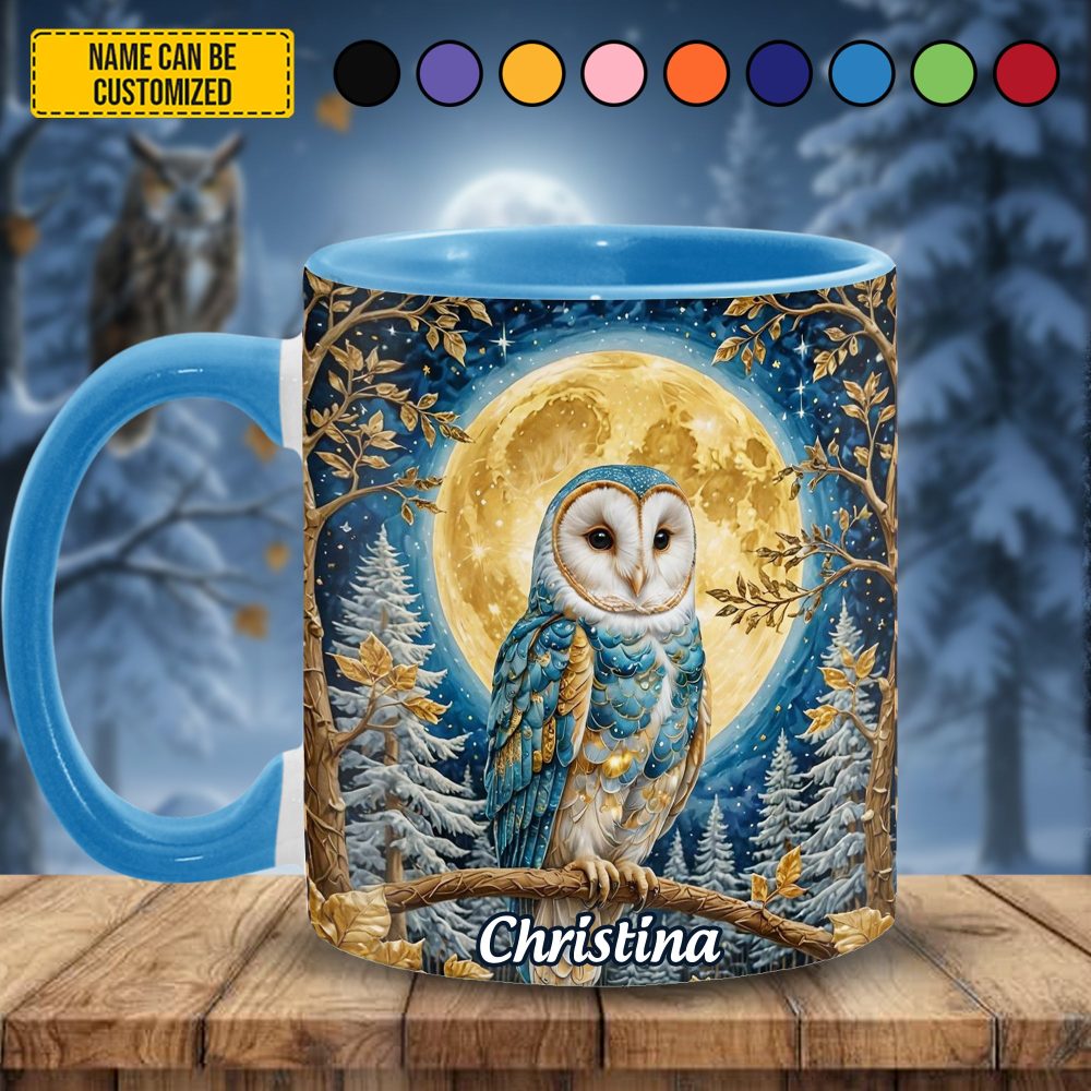 Owl Night Moon - Personalized Owl Accent Mug - Image 2