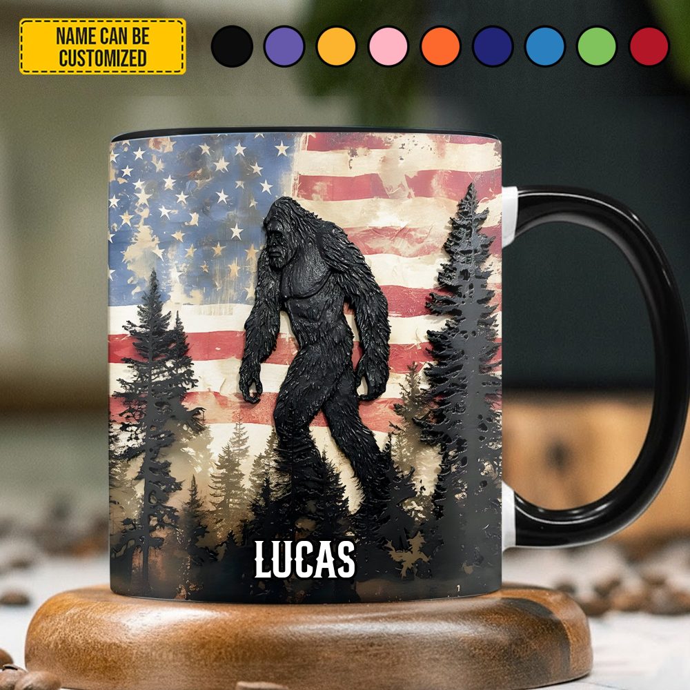 Patriotic Bigfoot - Personalized Bigfoot Accent Mug - Image 3