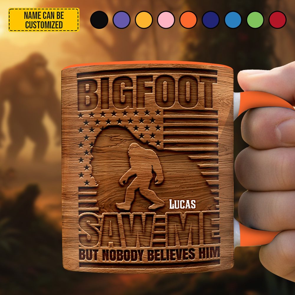 Bigfoot Saw Me - Personalized Bigfoot Accent Mug - Image 2