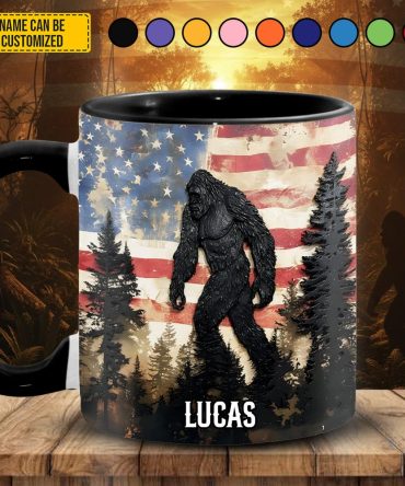 Patriotic Bigfoot - Personalized Bigfoot Accent Mug