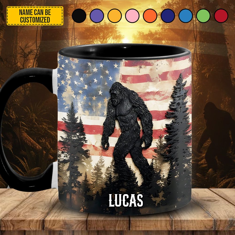 Patriotic Bigfoot - Personalized Bigfoot Accent Mug