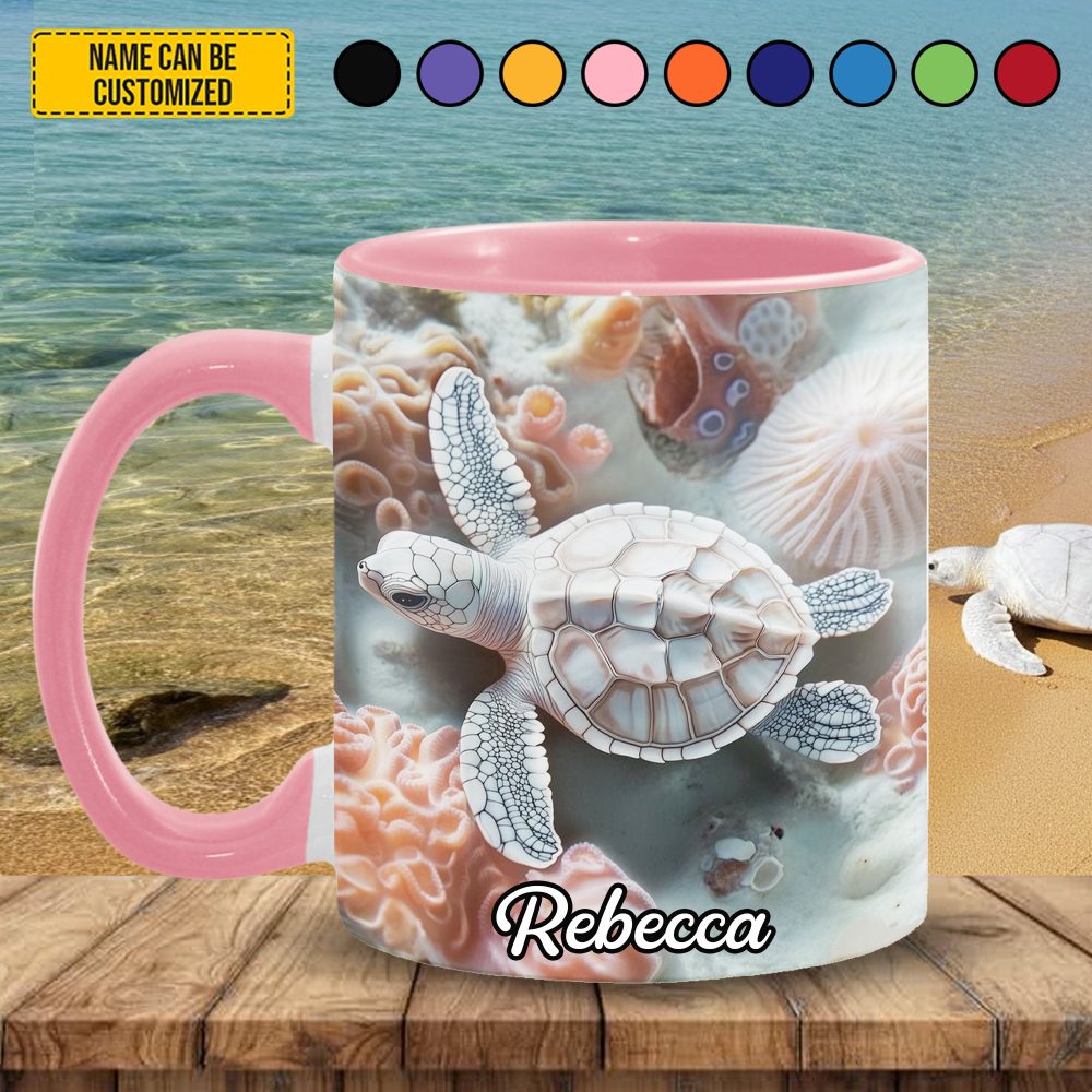 Ocean & Turtle - Personalized Turtle Accent Mug - Image 3