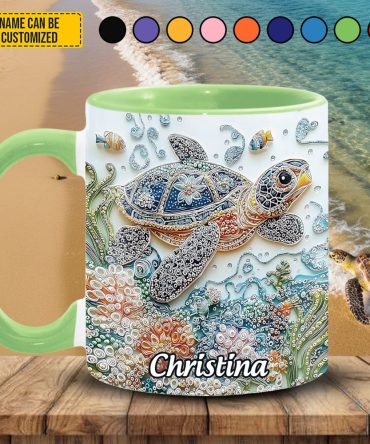 Personalized Crystal Turtle Ocean Accent Mug