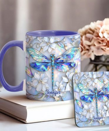 Vintage Dragonfly - Personalized Dragonfly Accent Mug