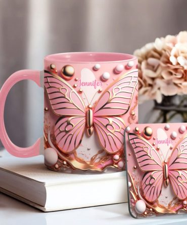 Love Butterflies - Personalized Butterfly Accent Mug