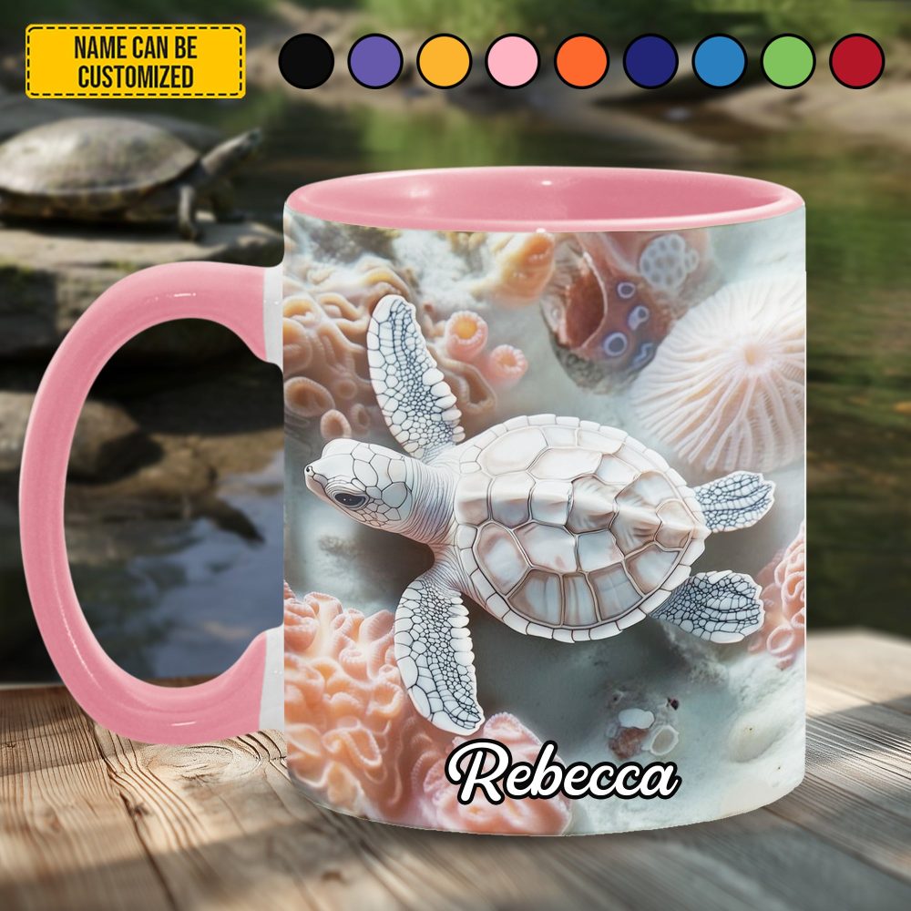 Ocean & Turtle - Personalized Turtle Accent Mug - Image 4
