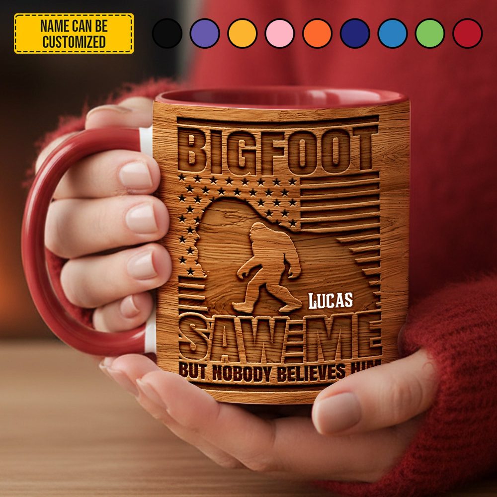 Bigfoot Saw Me - Personalized Bigfoot Accent Mug - Image 4