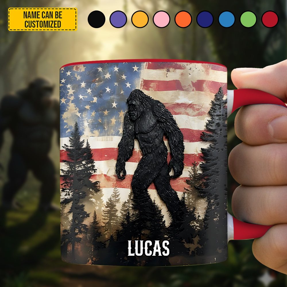 Patriotic Bigfoot - Personalized Bigfoot Accent Mug - Image 4