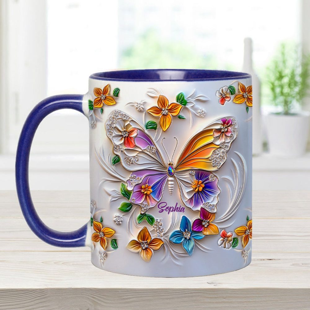 Stunning Butterfly - Personalized Butterfly Accent Mug - Image 10