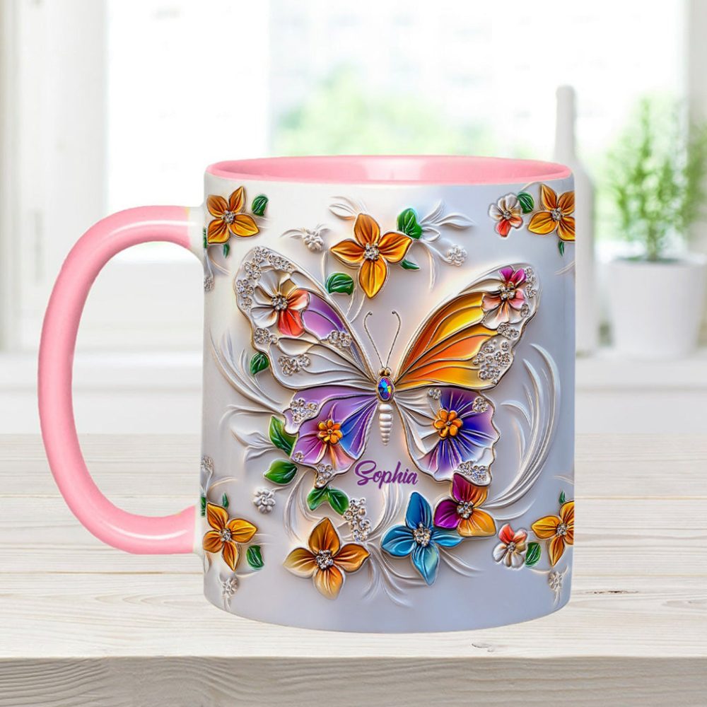 Stunning Butterfly - Personalized Butterfly Accent Mug - Image 9